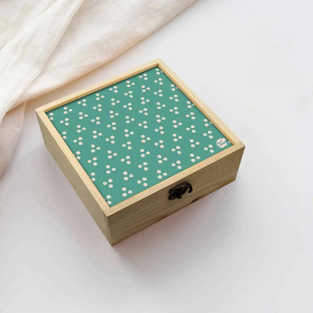 Jewellery Box Wooden Jewelry Organizer -  White Dots Pow