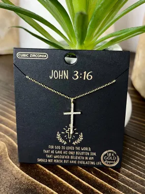 John 3:16 Cross Necklace - Gold