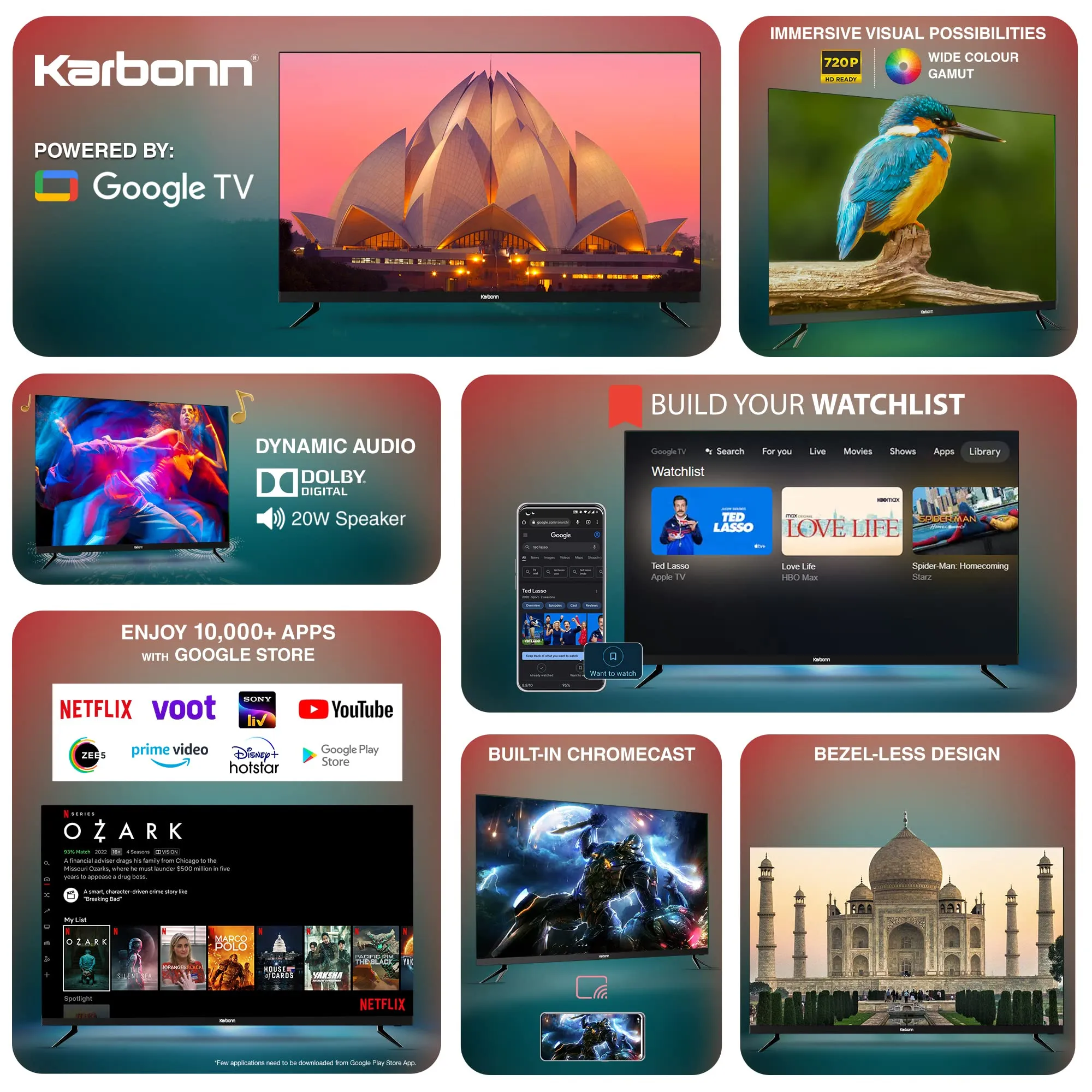 Karbonn 80 cm (32 inches) Kohinoor Series HD Ready Smart A  LED Google TV KJSW32GSHD (Black)