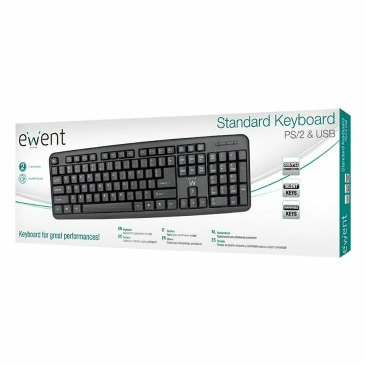 Keyboard Ewent EW3109 PS/2 USB Black