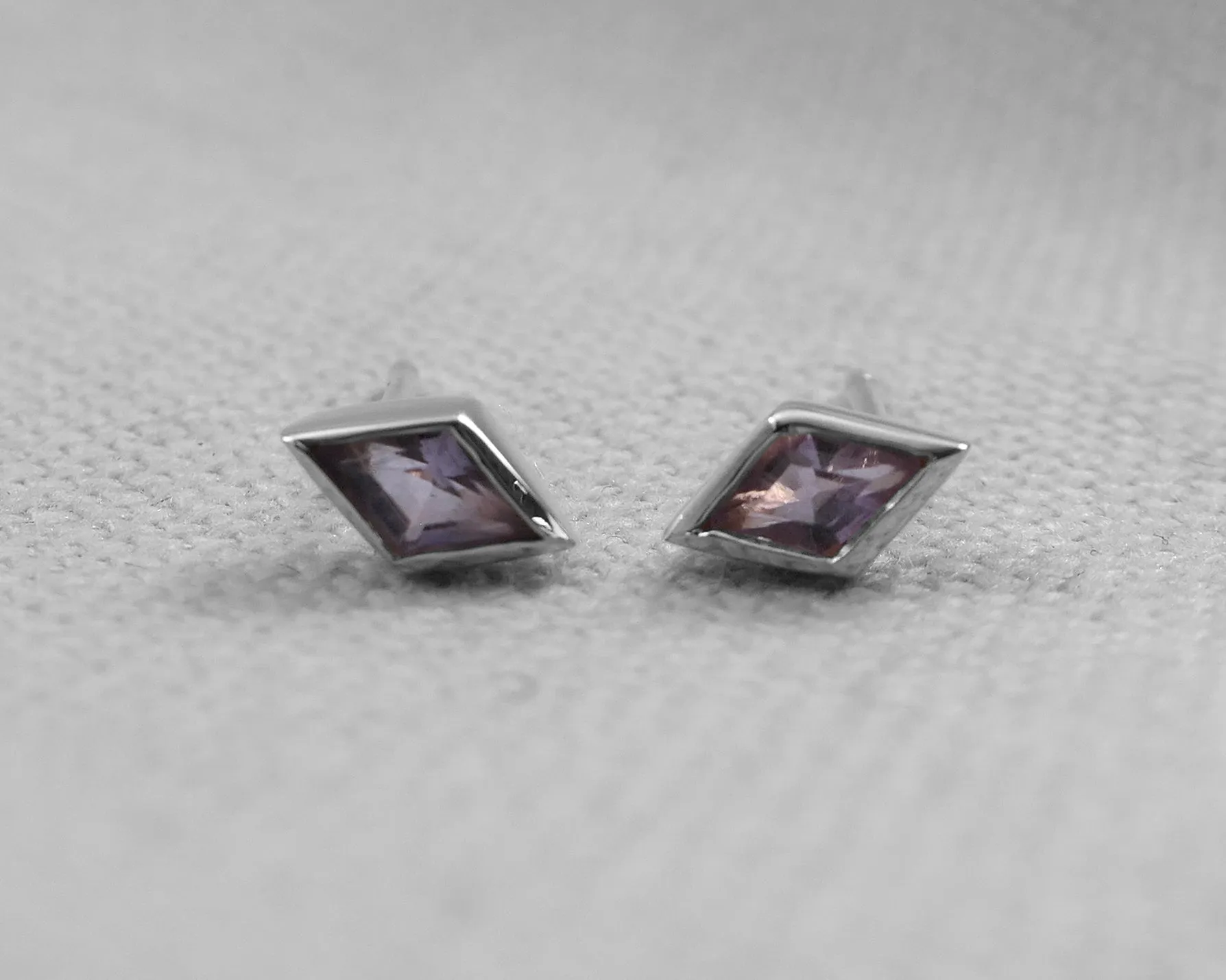 Kite Shaped Rose De France Studs, Sterling Silver