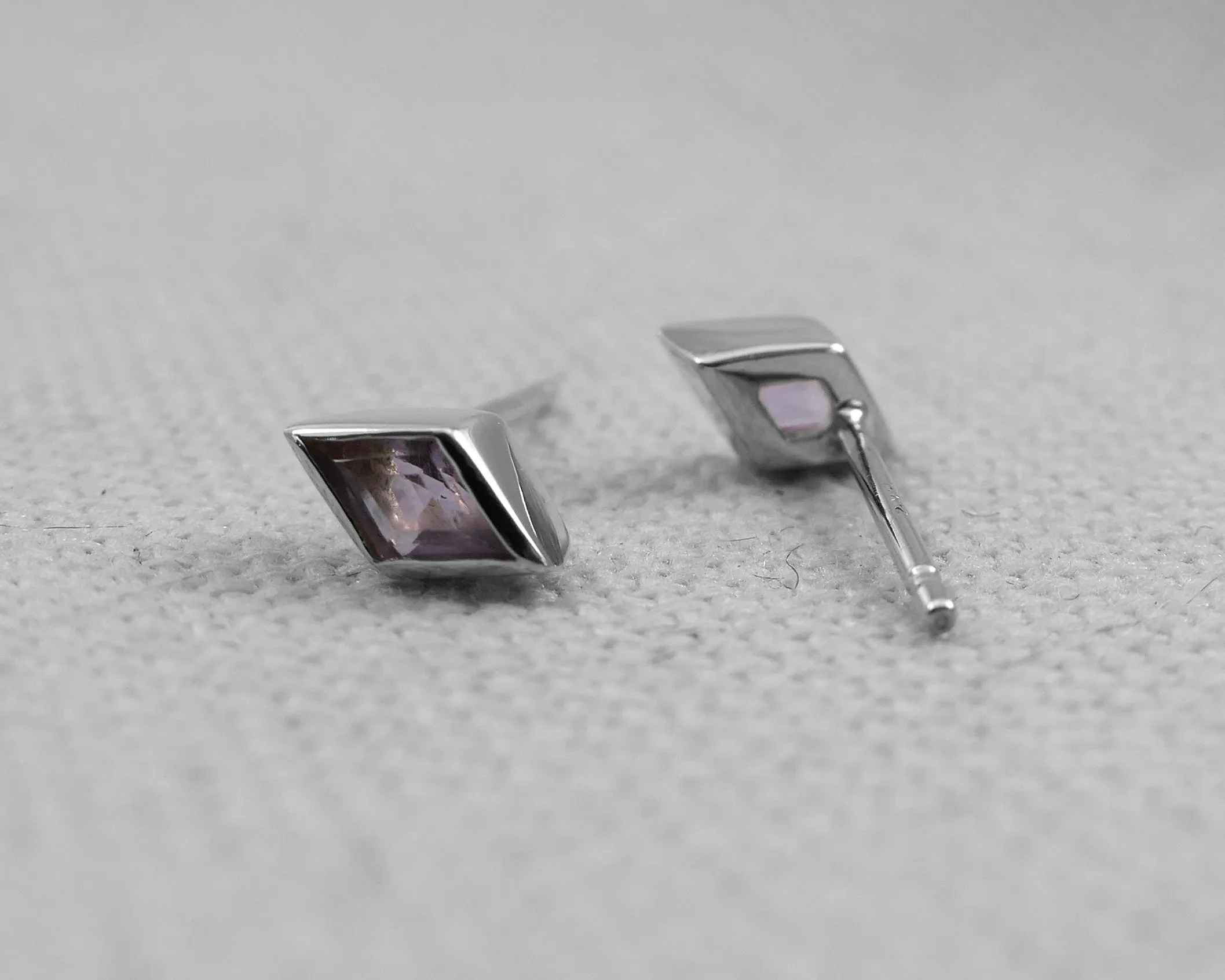 Kite Shaped Rose De France Studs, Sterling Silver