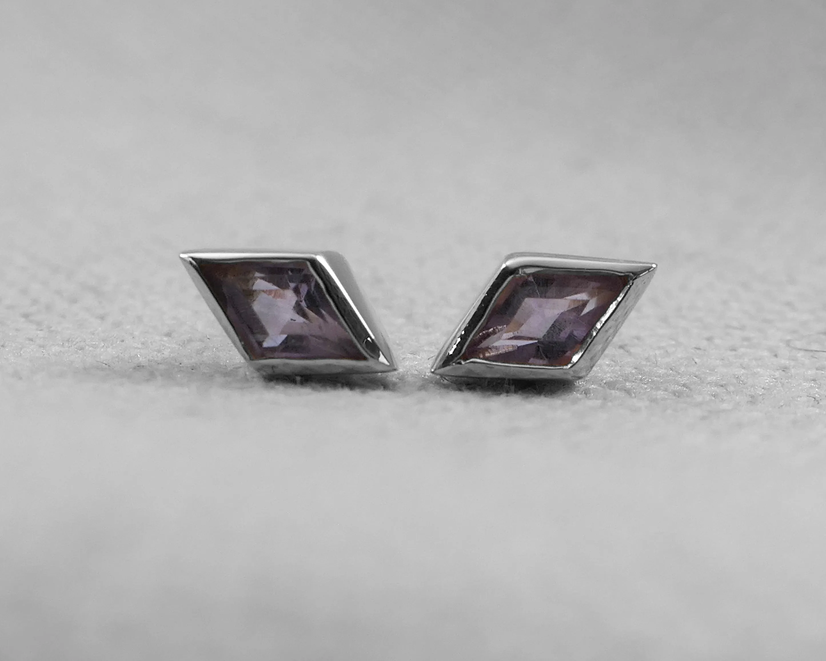 Kite Shaped Rose De France Studs, Sterling Silver