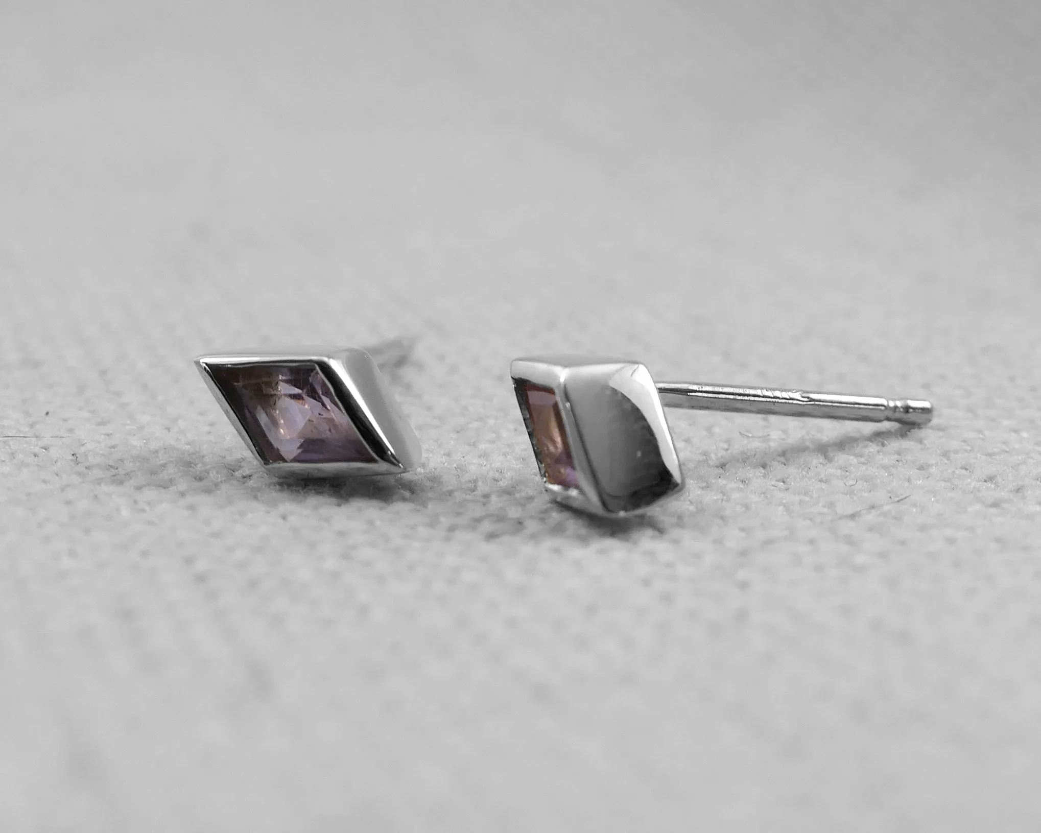 Kite Shaped Rose De France Studs, Sterling Silver