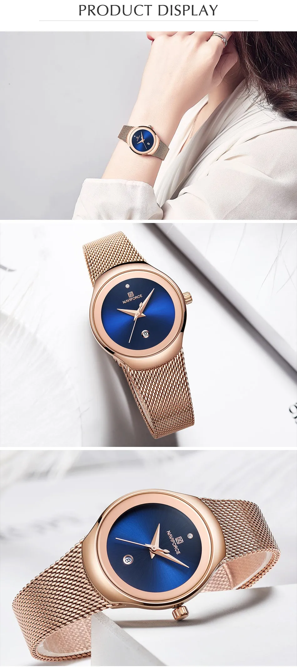 Ladies Fashion Dress Quartz Stainless Steel Waterproof Wristwatch Watch