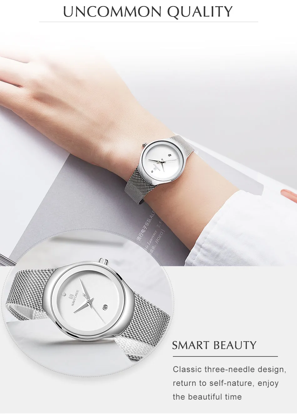 Ladies Fashion Dress Quartz Stainless Steel Waterproof Wristwatch Watch