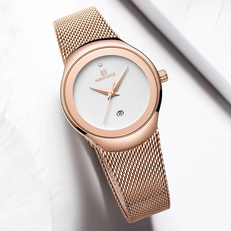 Ladies Fashion Dress Quartz Stainless Steel Waterproof Wristwatch Watch