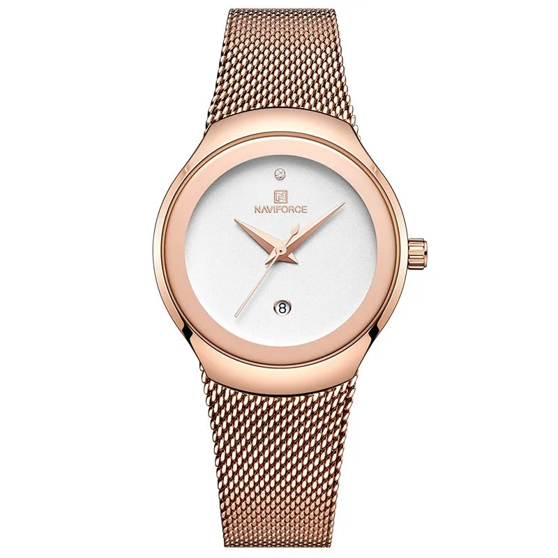 Ladies Fashion Dress Quartz Stainless Steel Waterproof Wristwatch Watch