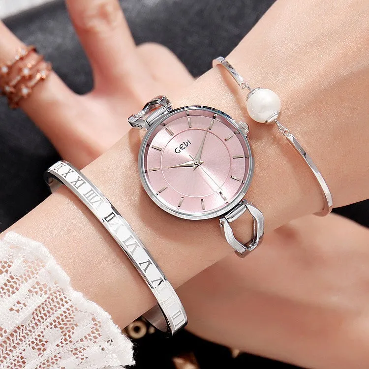 Large Dial 3 Pcs Set Women's Watch