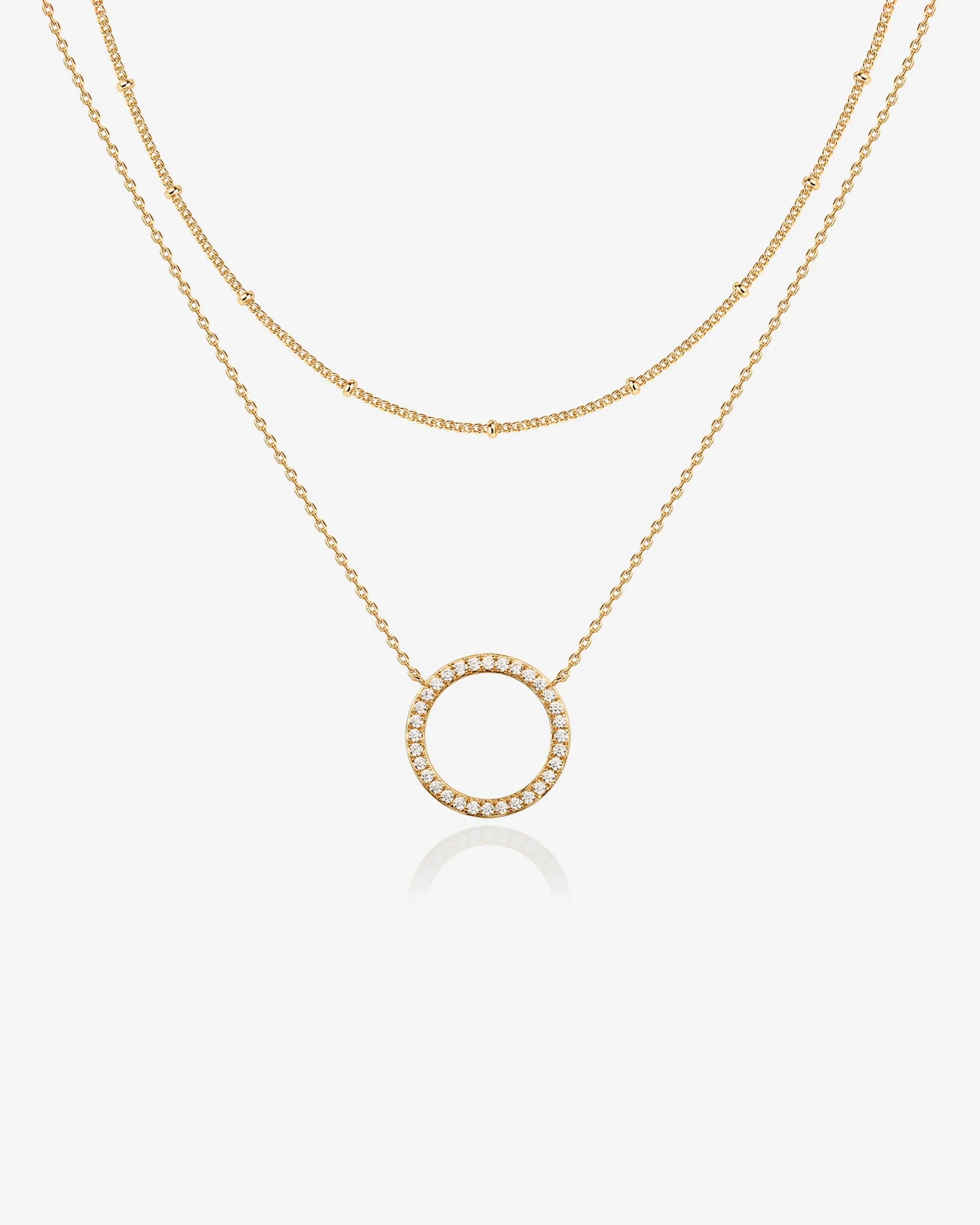 Layered Open Circle Pendant Necklace