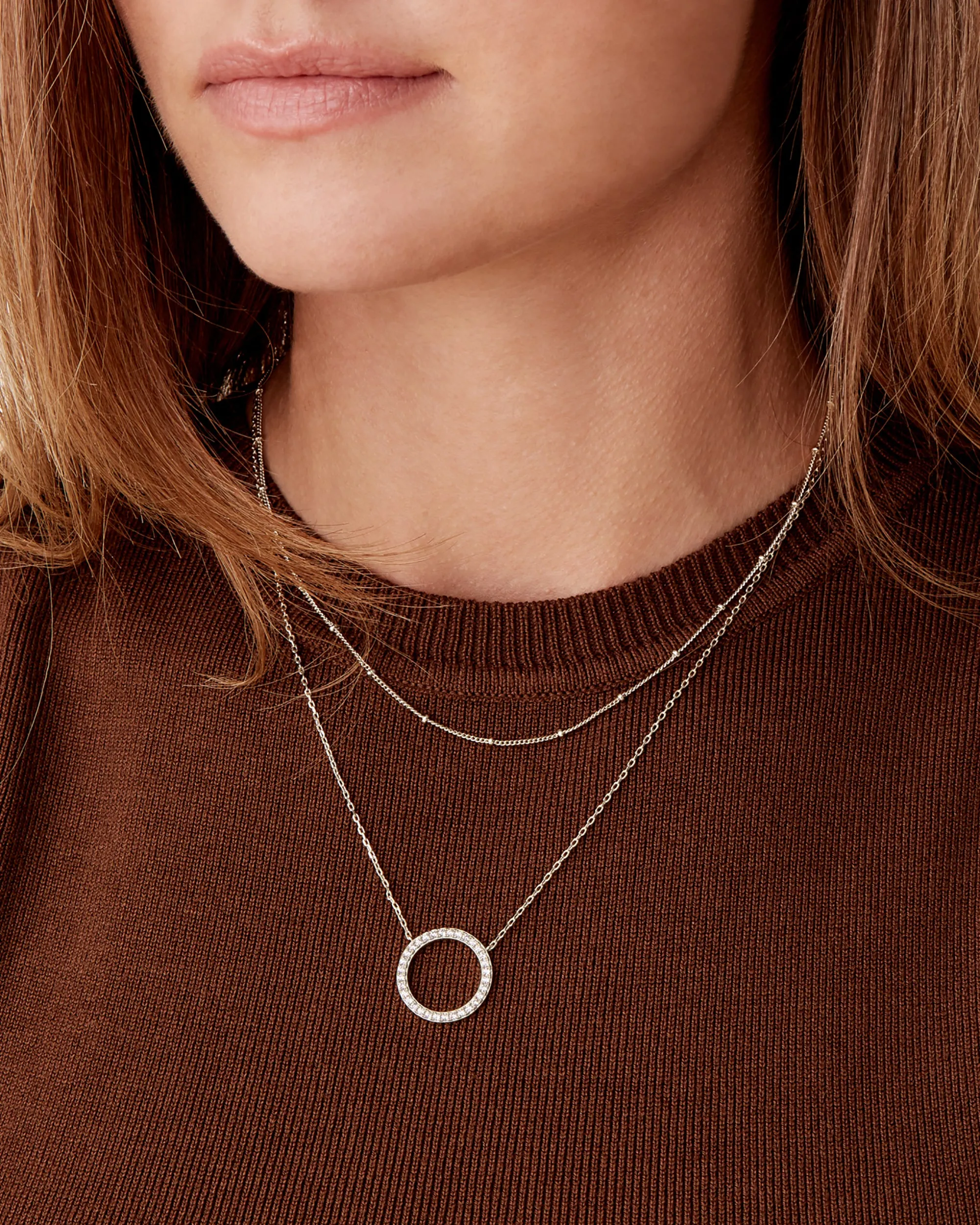 Layered Open Circle Pendant Necklace