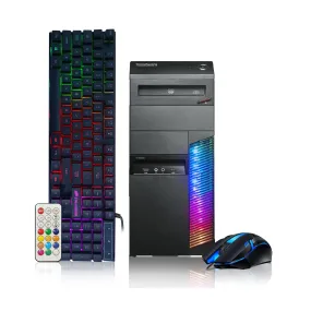 Lenovo Gaming PC Desktop computer - Intel Quad I5 up to 3.6GHz, Radeon RX 550 4G, 128G SSD   2TB, 16GB Memory, RGB Keyboard & Mouse, DVD, WiFi & Bluetooth, Win 10 Pro-Refurbished