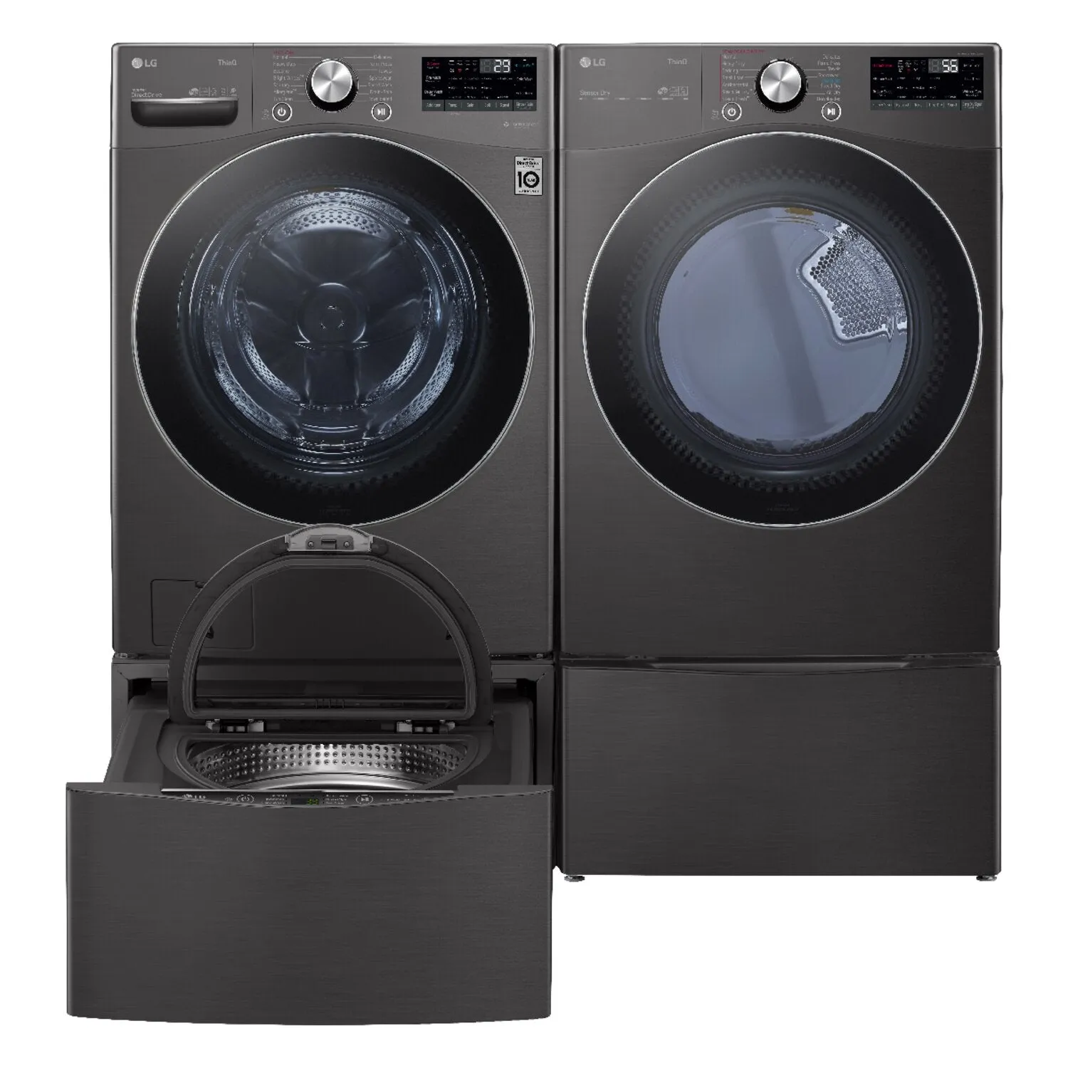 LG 5.2 Cu. Ft. AI Front-Load Washer and 7.4 Cu. Ft. Electric Dryer - Black