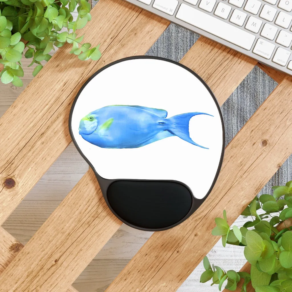 Light Blue Fish Mouse Pad With Wrist Rest