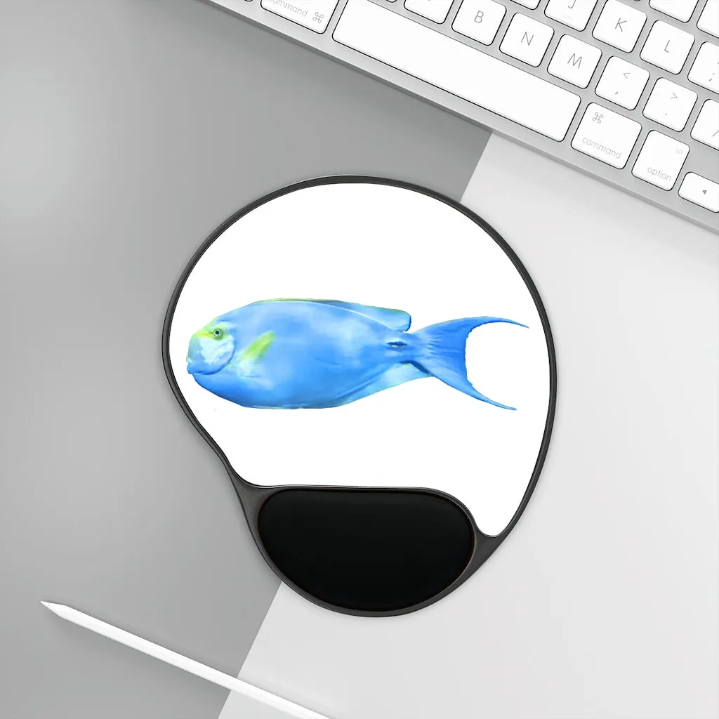 Light Blue Fish Mouse Pad With Wrist Rest