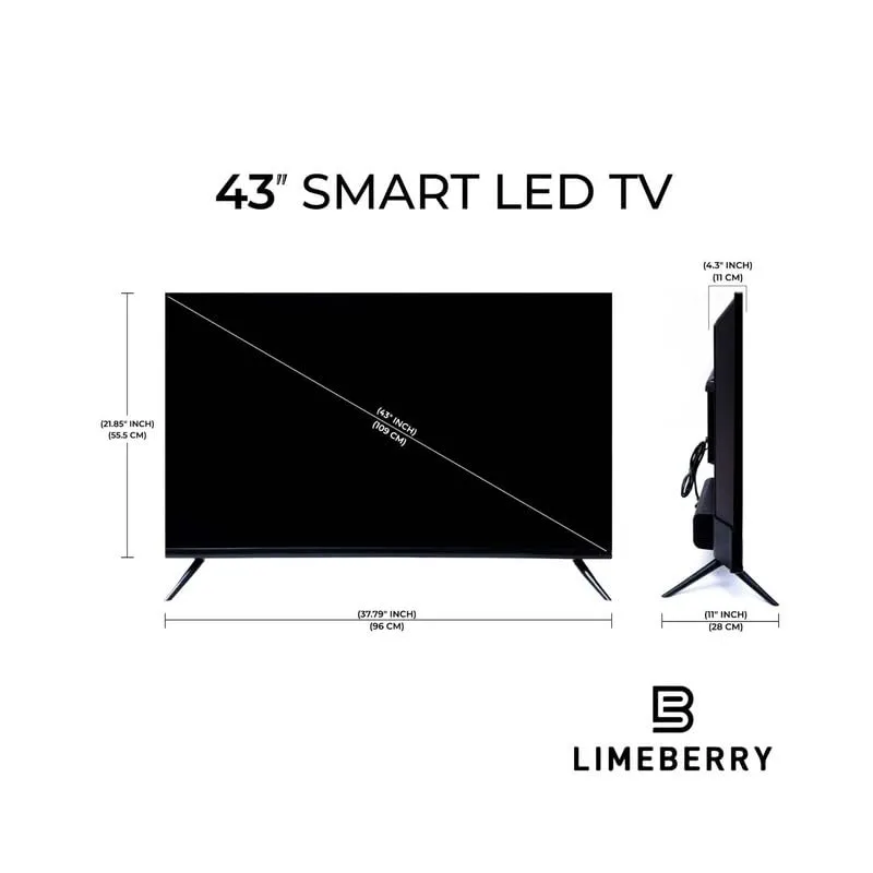 LIMEBERRY 109 cm (43 Inch) Frameless Full HD Smart QLED LED TV, Android 11, Inbilt Dolby Sound, Black (LB431CN6)