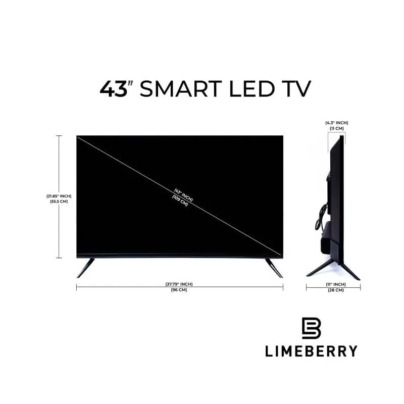 LIMEBERRY 43 Inch Frameless Full HD Smart Android LED TV Android 11, with Remote,Dolby Soundbar Speakers inbuilt, Black (LB431CN5)