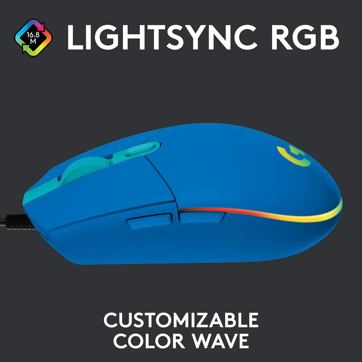 Logitech G203 Lightsync Gaming Mouse 6 鍵遊戲滑鼠 - Blue 藍色 910-005792 原裝行貨