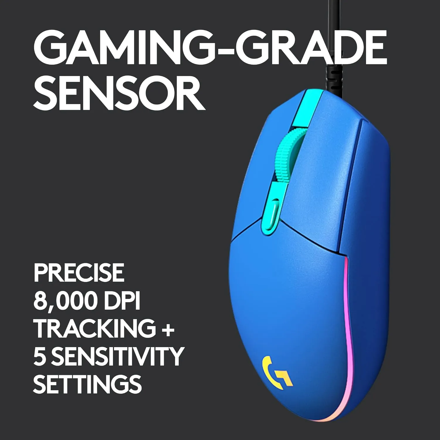 Logitech G203 Lightsync Gaming Mouse 6 鍵遊戲滑鼠 - Blue 藍色 910-005792 原裝行貨