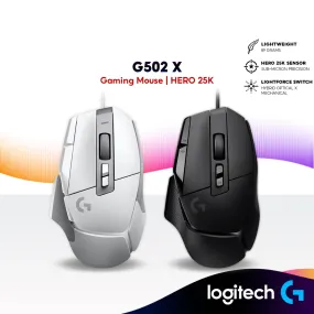 Logitech G502 X Wired Gaming Mouse | LightForce Switches | HERO 25K Gaming Sensor - Black / White