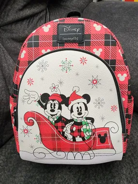 Loungefly Disney Mickey and Minnie Winter Plaid Exclusive Backpack