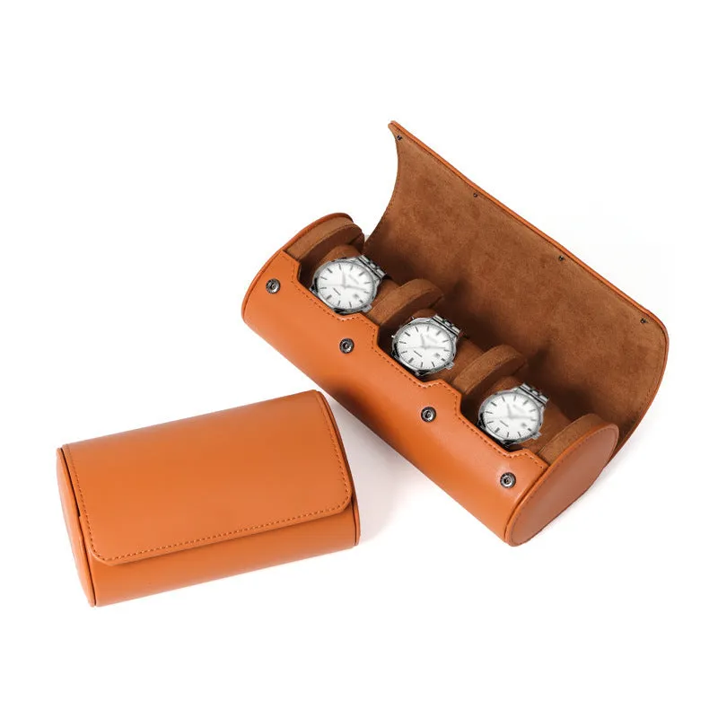 Luxury Watch Roll (3 Watches) Premium Faux Leather Travel Watch Case - Anti-Scratch Protection - Exquisite Storage - Modern Design