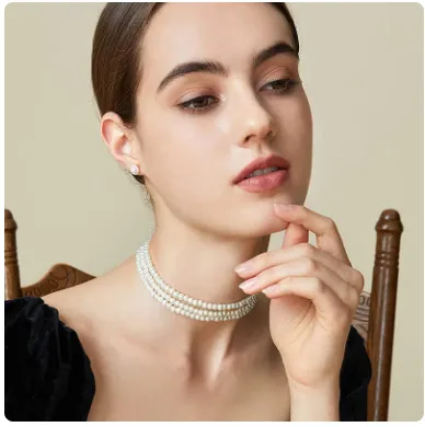 Marga Dainty Triple Strand Pearl Choker