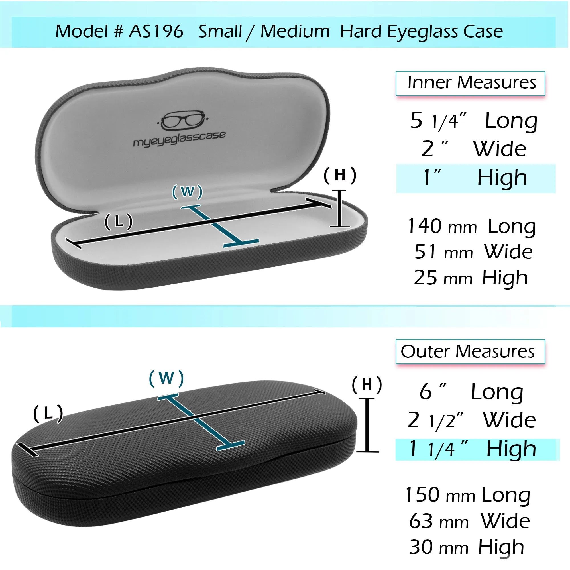 Men Hard Eyeglass Case for Small medium Frames - Glasses Case Holder with pouch and Cleaning Cloth (AS196 Black Tweed)