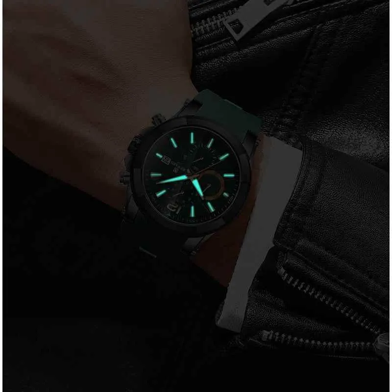 Men's Simple Watch 1JWS0421 Waterproof Silicone Quartz Wristwatch