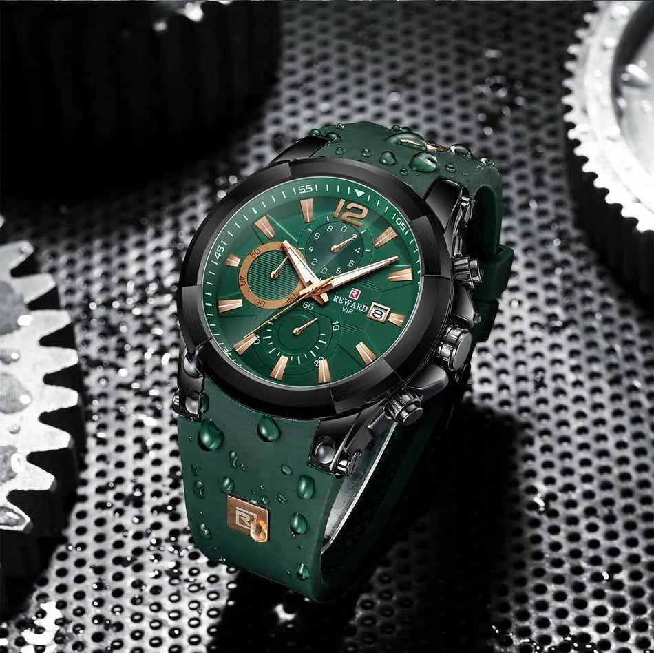 Men's Simple Watch 1JWS0421 Waterproof Silicone Quartz Wristwatch