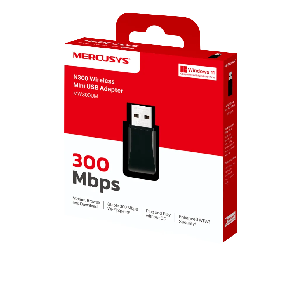 Mercusys Wireless Mini USB Adapter MW300UM N300