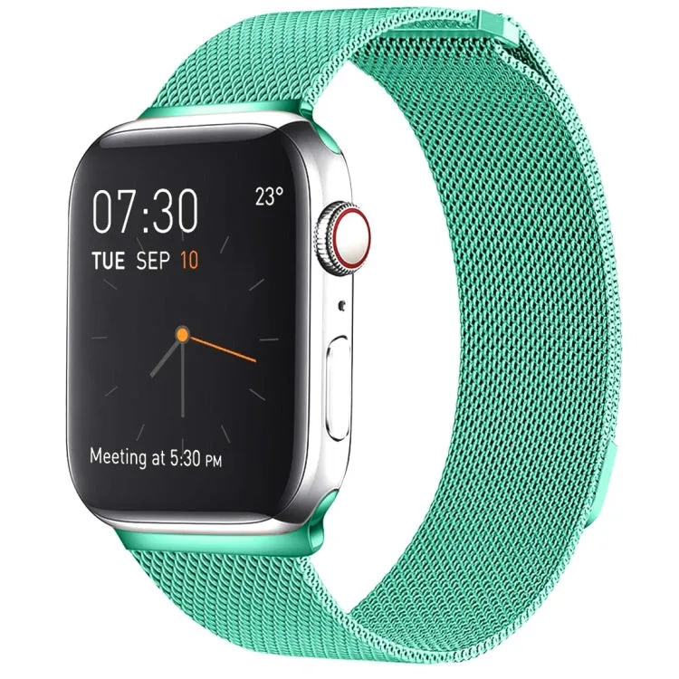 Milanese Loop Magnetic Stainless Steel Watch Band for Apple Watch Series 10 42mm / 9&8&7 41mm / SE 3&SE 2&6&SE&5&4 40mm / 3&2&1 38mm(Mint Green)