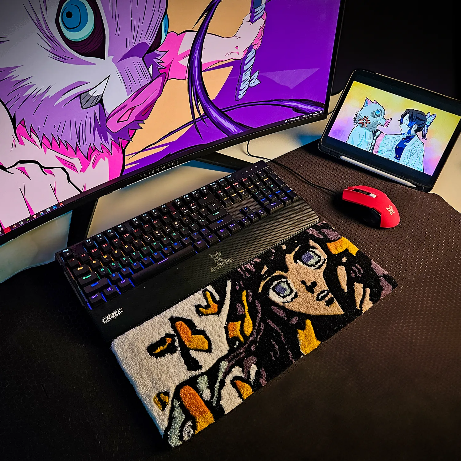 Mist Hashira Gaming Wrist Rest Rug - Ergonomic Keyboard Support for Anime Fans