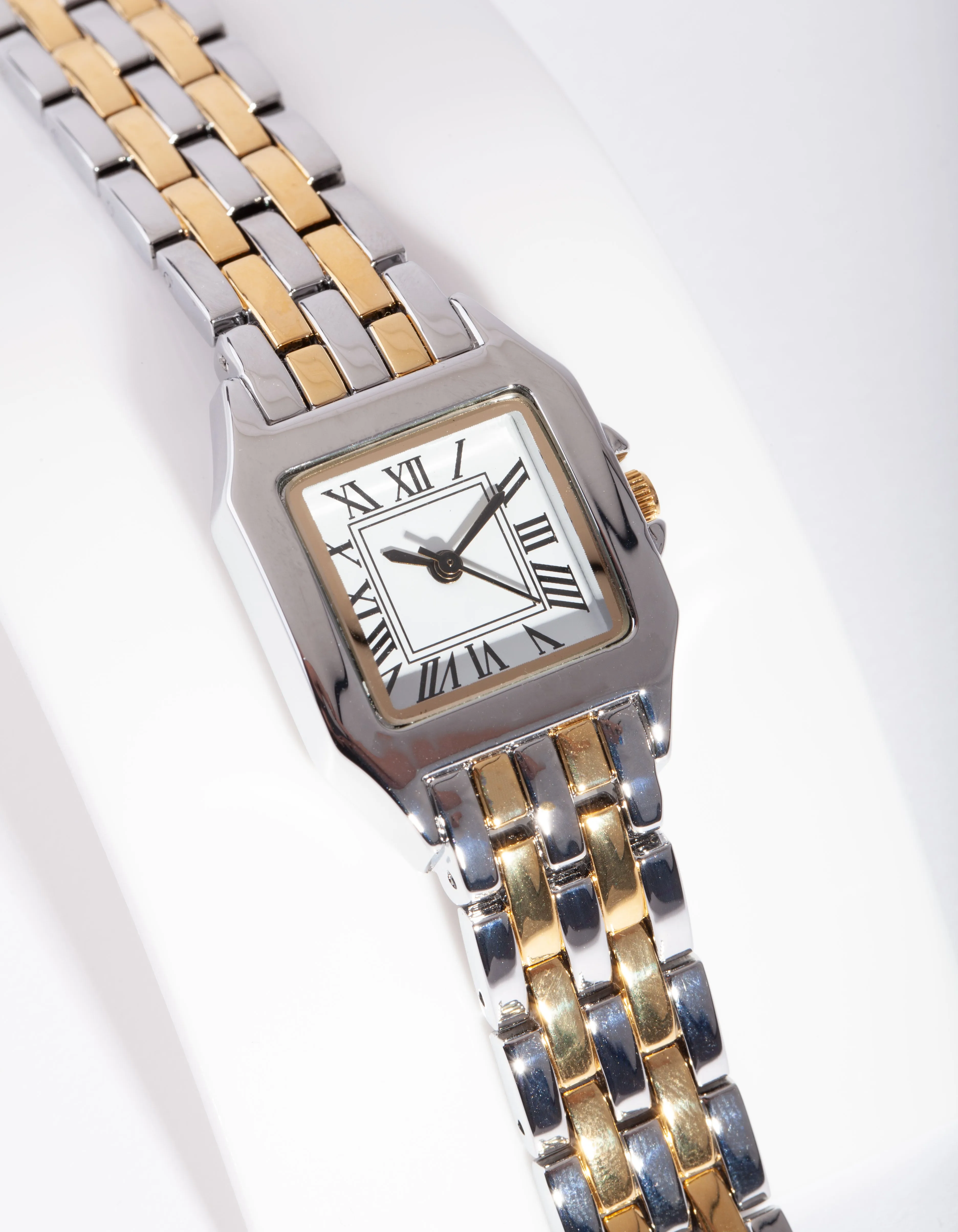 Mixed Metal Square Link Watch