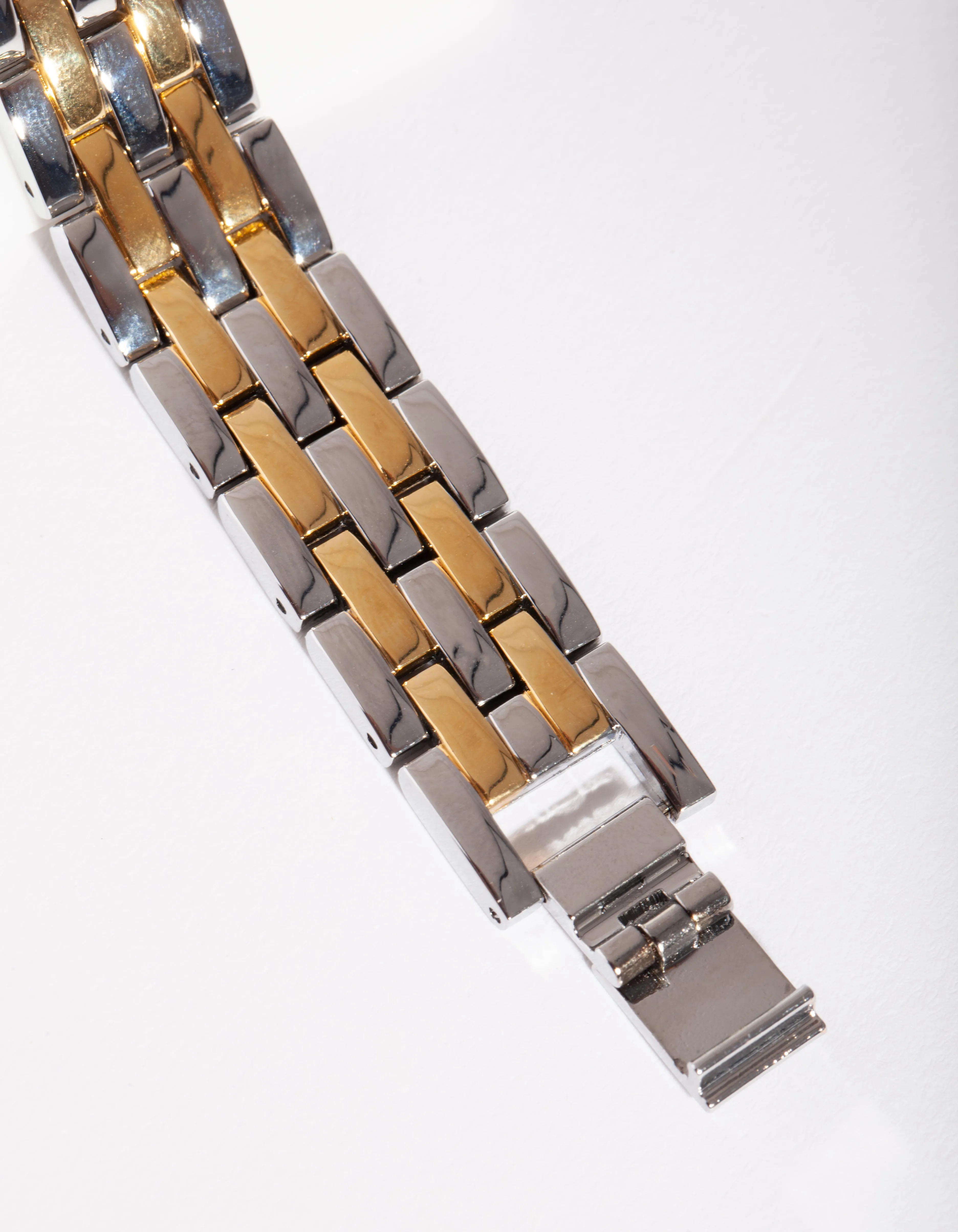 Mixed Metal Square Link Watch