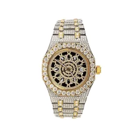 Moissanite Skeleton Octagon Watch 2 Tone Gold (Made To Order)