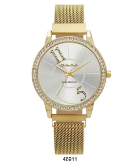 Montres Carlo Gold Stainless Steel Mesh Band Watch with Magnetic Strap and Silver Dial