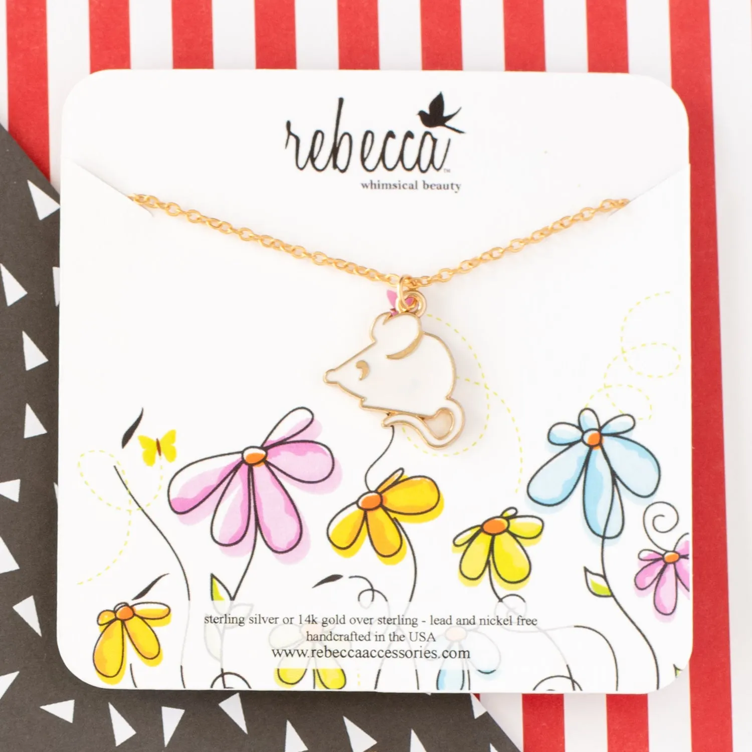 Mouse Enamel Charm Necklace - Children's