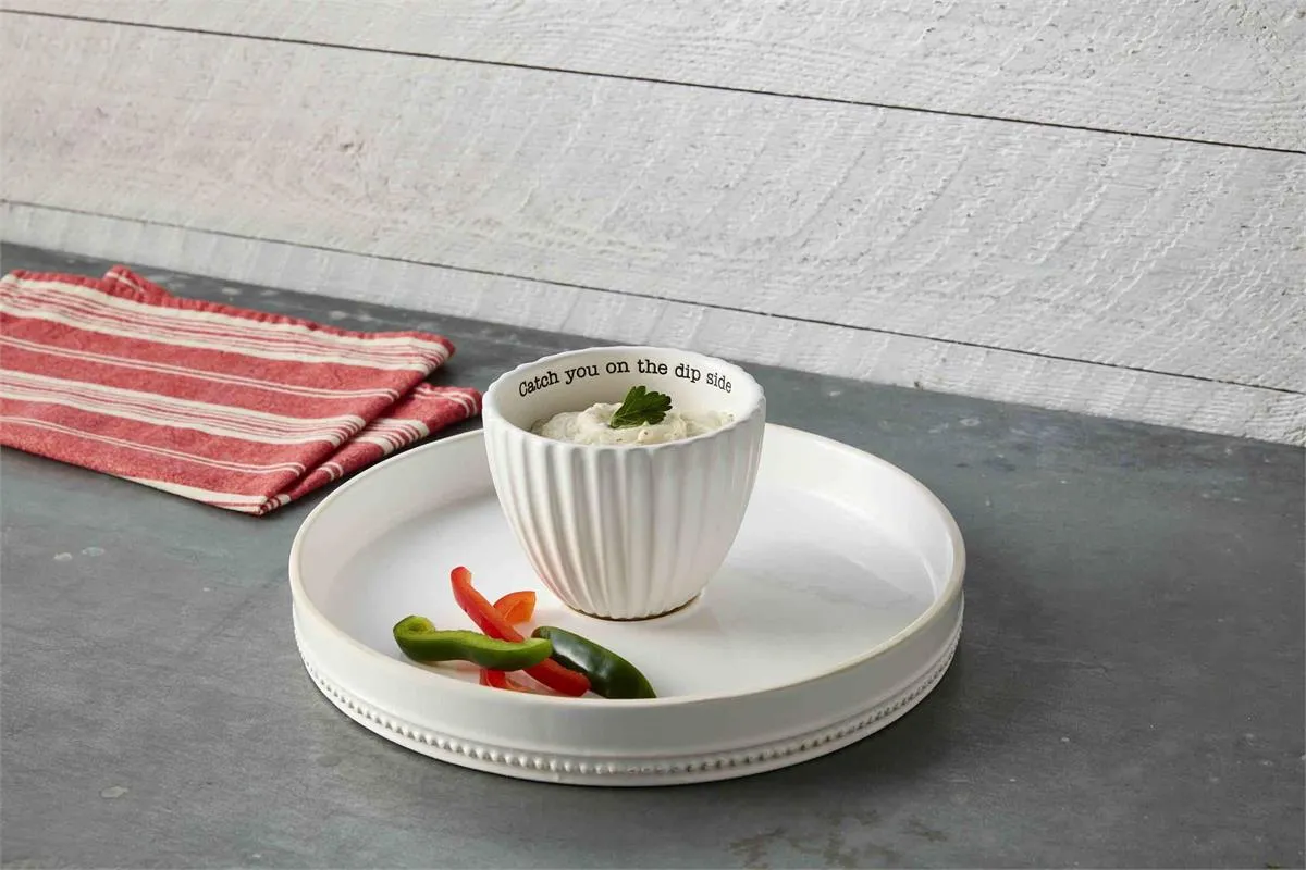 Mud Pie Reversible Pedestal Chip N Dip Server