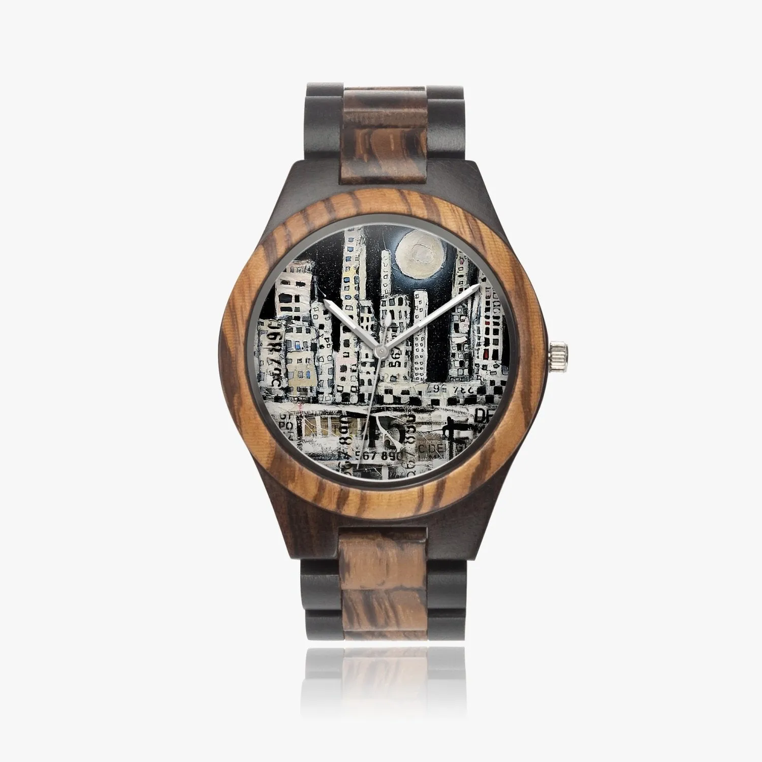 New York Night Indian Ebony Wooden Watch