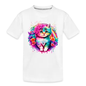 NicholesGifts Toddler Girls Colorful Kitten Short Sleeve Tee Shirt