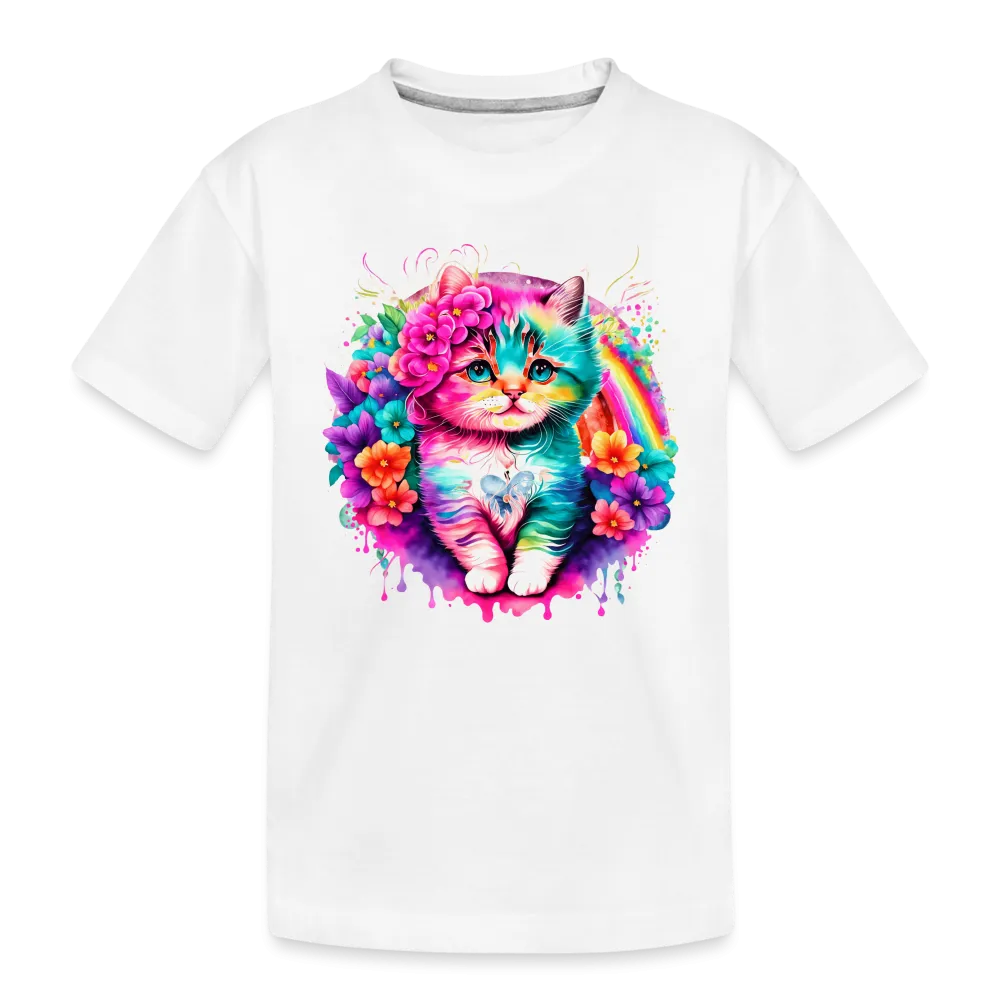 NicholesGifts Toddler Girls Colorful Kitten Short Sleeve Tee Shirt