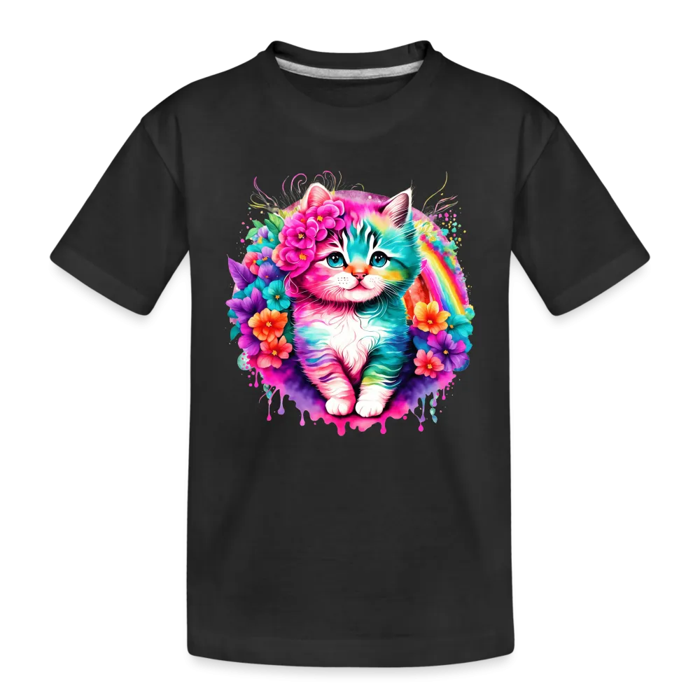 NicholesGifts Toddler Girls Colorful Kitten Short Sleeve Tee Shirt