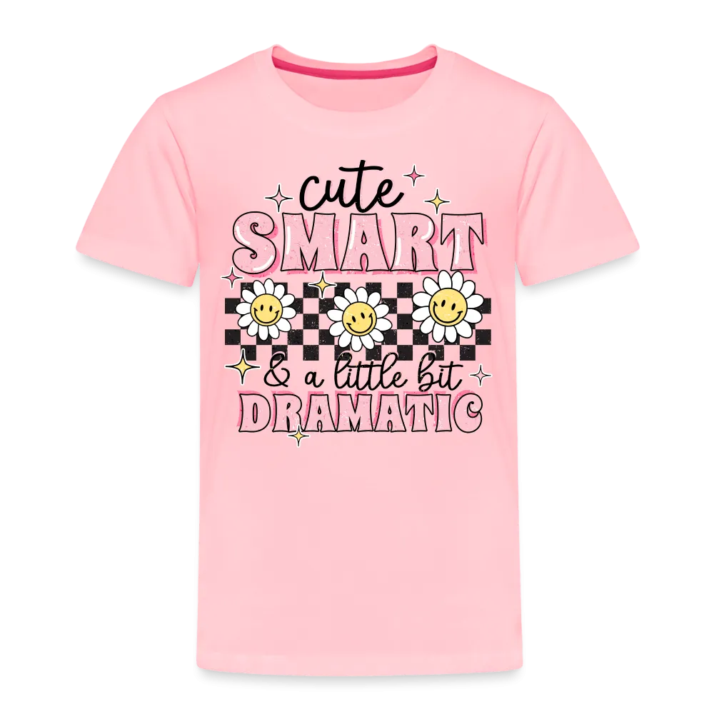 NicholesGifts Toddler Girls Cute Smart and a Little Bit Dramatic Short Sleeve T-