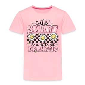 NicholesGifts Toddler Girls Cute Smart and a Little Bit Dramatic Short Sleeve T-