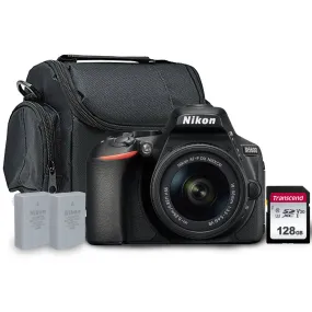 Nikon D5600 24.2MP Digital SLR Camera with 18-55mm AF-P DX Lens   128GB Memory Card with Extra Battery