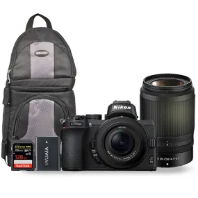 Nikon Z 50 Mirrorless Camera with 16-50mm 50-250mm Lens Kit   Extra Battery