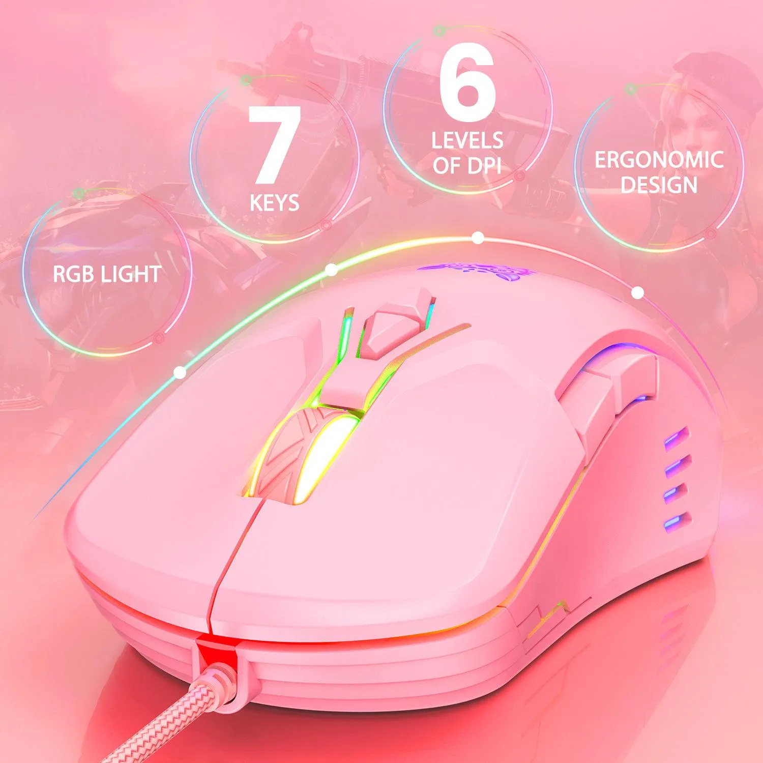 ONIKUMA CW902 Wired Gaming Mouse With Colorful Lighting