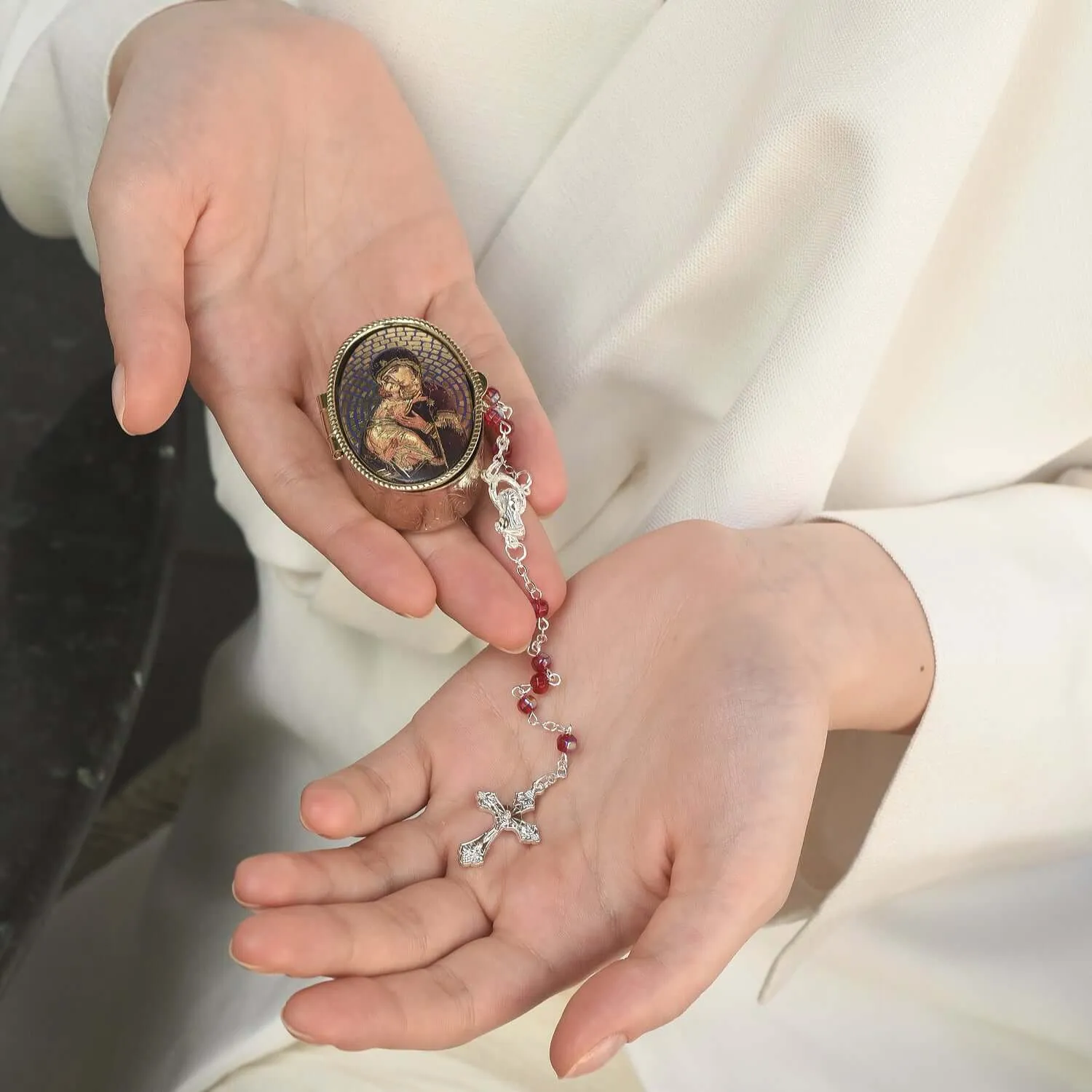 OUR LADY OF PERPETUAL HELP - ROSARY BOX - METAL