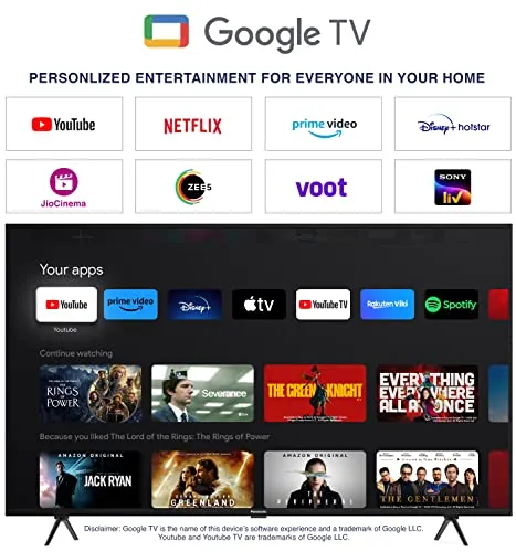 Panasonic 108 cm (43 inches) 4K Ultra HD Smart LED Google TV TH-43MX660DX (Black)